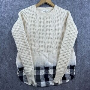 Madewell Sweater Womens Small Flannel Cable Knit Wintermix Cabincore Cozy Lumber